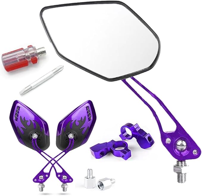 Bicycle Mirrors for Handlebars 2 Pack,Essential Electric Bike Accessory,Mirrycle Bike Mirror,Bike Mirrors for Safe Riding,Handlebar Rearview Mirror,Lowrider Bike Parts & Accessories(purple)