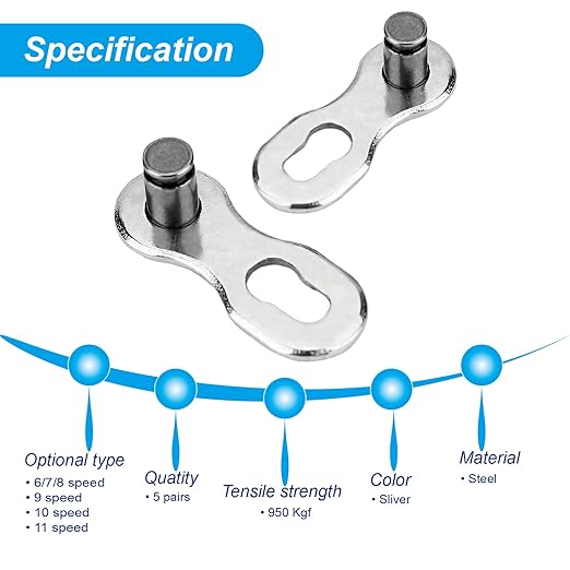 VANSIHO 8 Pairs 9 Speed Bicycle Chain Connector Missing Link for MTB/Road/BMX/Electric Bikes