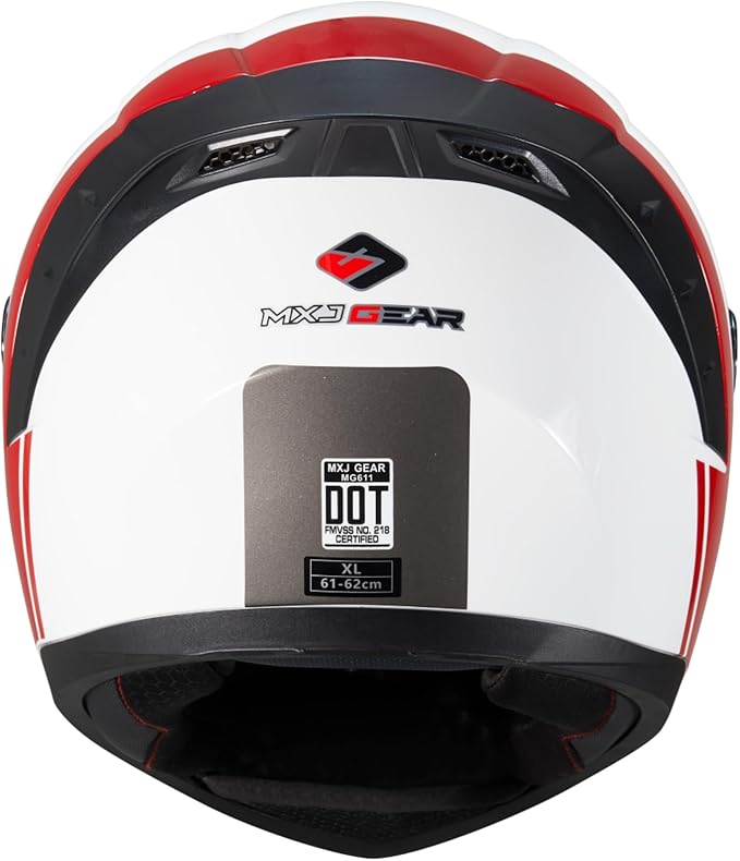 Full Face Motorcycle Helmet,Helmets for Adults Motorcycle, MG611 Motorbike Racing Street Bike Helmets with Black Visor for Men Women,DOT Approved (Glossy Red Gray Lines, XL)