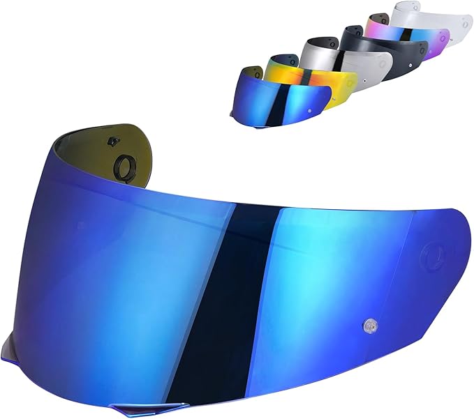 HJ-33 Visor Shield Replacement, I90 Visor Face Shield Compatible With HJ-33 Helmet Visor Accessories (Chrome Blue)