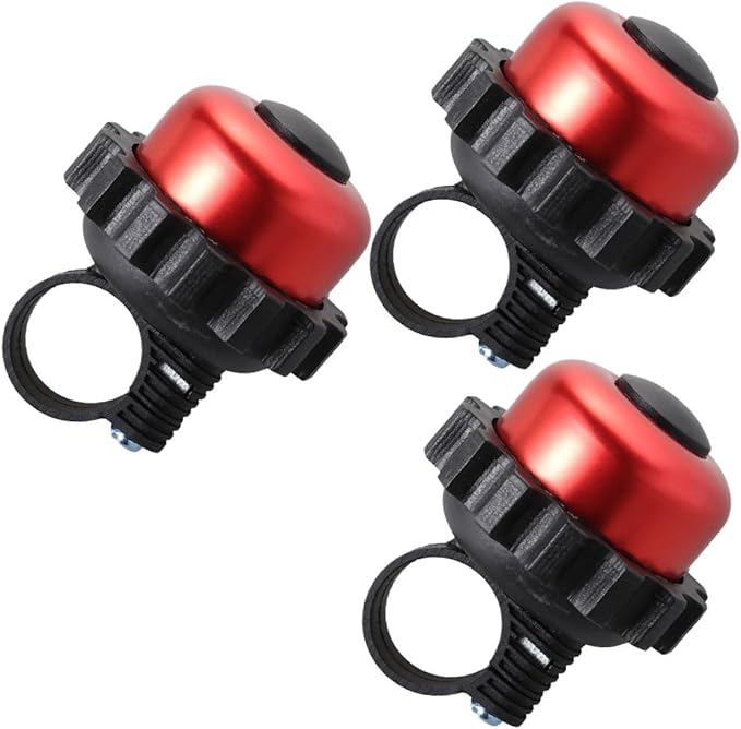 TOYANDONA Rotating Bike Bell Horn Loud Vintage Bicycle Bell 3pcs Red Cycling Accessories for Outdoor Riding and Commuting