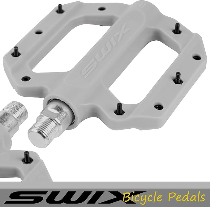 SWIX Bike Pedals Professional Mountain and Road Bike Flat Pedal Wide Paltform and Lightweight Non-Slip Pedal for 9/16" Bike/Hybrid Bike/E-Bike Parts Replacement Pedals Bike Accessories