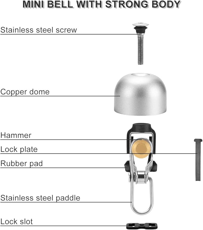 ROCKBROS Bike Bell Classic Bicycle Bell for Bike Ring Bell with Loud Sound Bells for Road Mountain Bike Handlebars Adults
