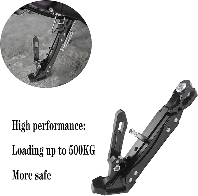 Universal CNC Aluminum Alloy High Quality Motorcycle Adjustable Kickstand Accessories Motor Scooter Modified Tripod Holder Kickstand Foot Side Support Stand Motor Motorbike Dit Pit Bike