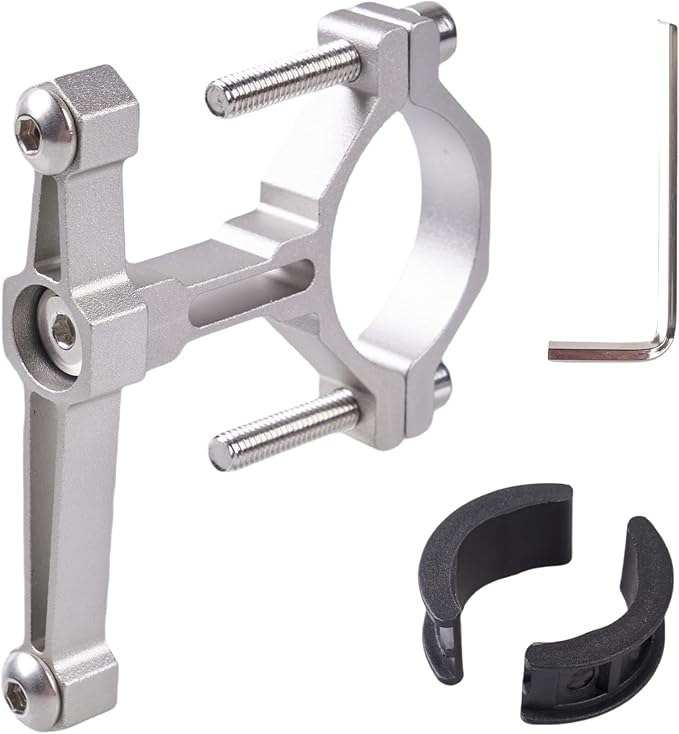 Adjustable Bike Water Bottle Cage Adapter,Anodized Aluminum Alloy Mount for Handlebars Seatposts,Universal Adapter for MTB/Road/E-Bike/Kids Bike, Includes Hex Wrench Anti-Slip Spacers (1, Silver)