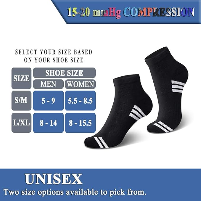 QUXIANG Compression Socks for Women & Men Circulation 3/6/7 Pairs Arch Ankle Support 15-20 mmHg Best for Running Cycling