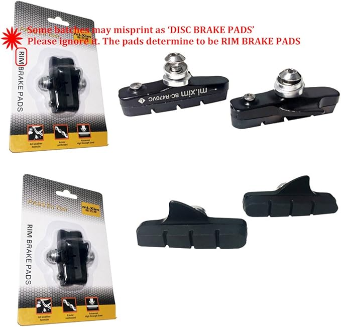 4PCS Premium Bike Brake Pads, Professional Mountain Bicycle V-Brake Pads, Bike Brake Blocks Kit