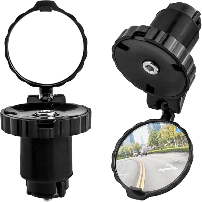 Mesee 2 Packs Bike Mirrors for Handlebar Ends Rear View Mirror Foldable Bicycle Handle Bar Mirrors Adjustable Wide Angle Bike Handlebar HD Glass Convex Rearview Mirror for Safe Cycling