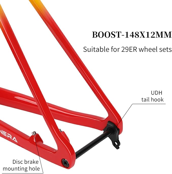 29er Mountain Bikes Frame XS/S/M/L Carbon Disc Brake MTB Frame 12 * 148mm Boost Thru Axle Frame Internal Routing