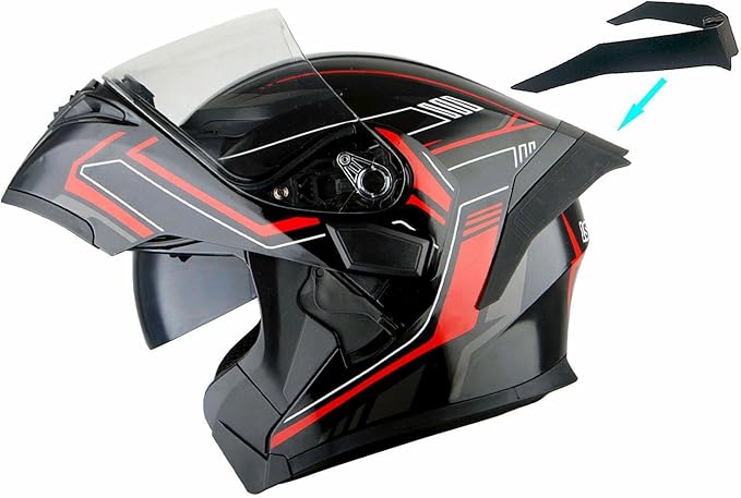 1Storm Motorcycle Modular Full Face Helmet Flip up Dual Visor Sun Shield: HB89 Arrow Red