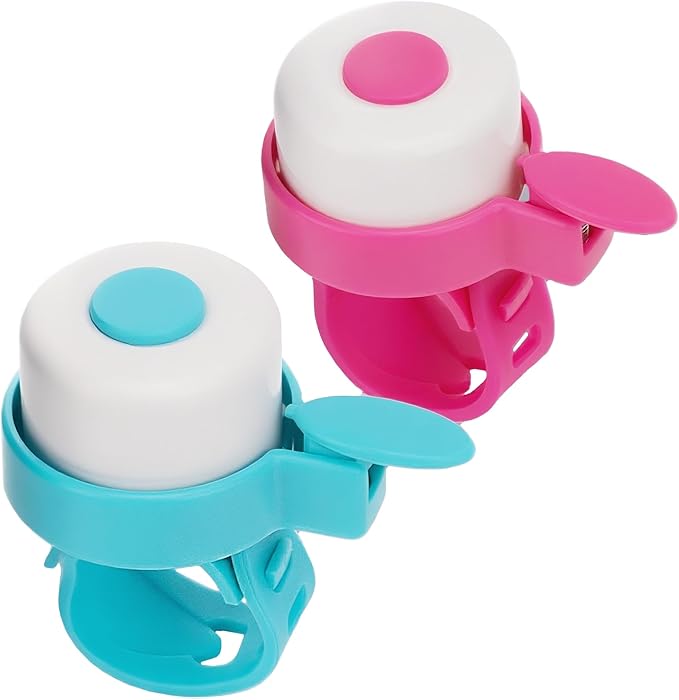 Kids Bike Bell – Silicone Strap Bicycle Bell for Boys & Girls, Easy Install, Adjustable Ring for Kid Bike Handlebar, Ideal for Toddler Scooters and Bikes (Blue and Pink)
