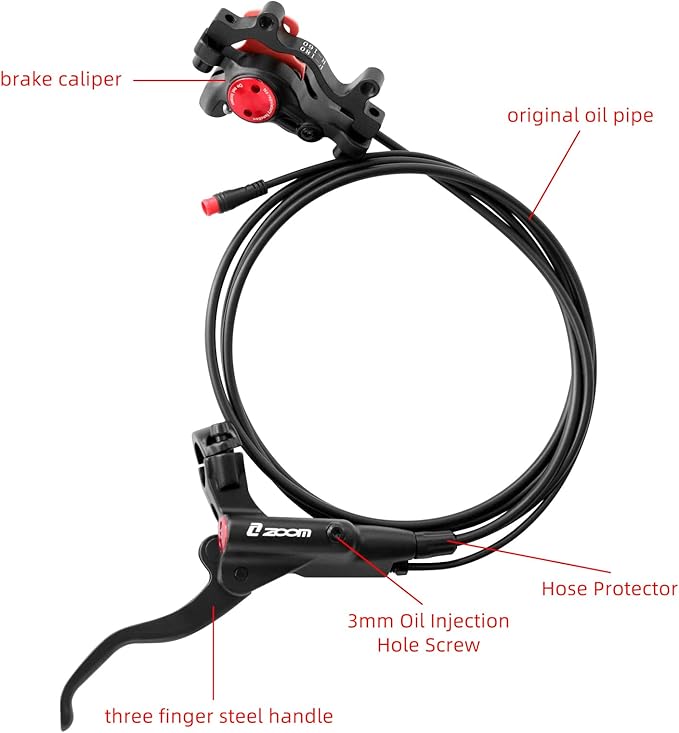 Z00M HB875E Ebike Hydraulic Disc Brake Set, Electric Power-Off Hydraulic Brake Set with 160mm Rotors, Pre-Bled with Mineral Oil Brakes Kit for eBike, Mountain Bike, Road Bike