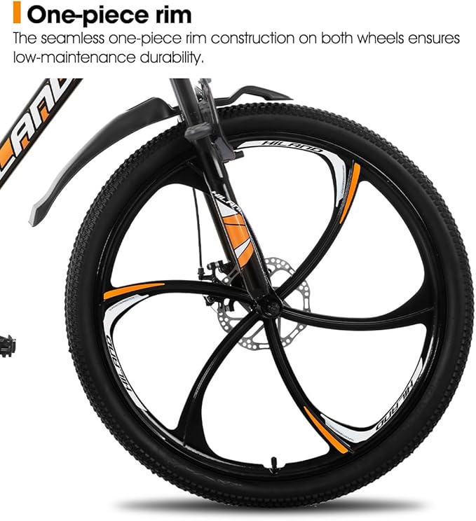 HILAND 26" MTB Mountain Bike for Men Women Adults, 18-Speed, Disc Brake, Lightweight Aluminum Frame, 3/6 Spoke Wheel