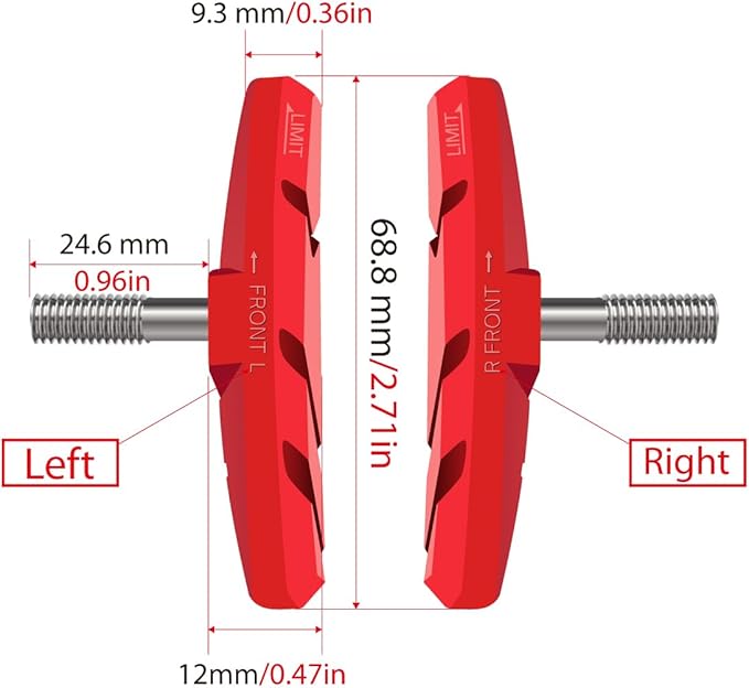 CNC 2 Pairs Bicycle V-Brake Pads, Bike 70mm V Brake Blocks Set, Cantilever Brake Pads Shoes for Mountain/Road/Kids/MTB/Children's/Cycle Bike Rim.
