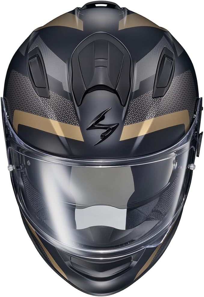 ScorpionEXO Ryzer Full Face Motorcycle Helmet with Pinlock Ready Shield with Integrated Speaker Pockets DOT ECE Approved Evolution (Gold - Small)
