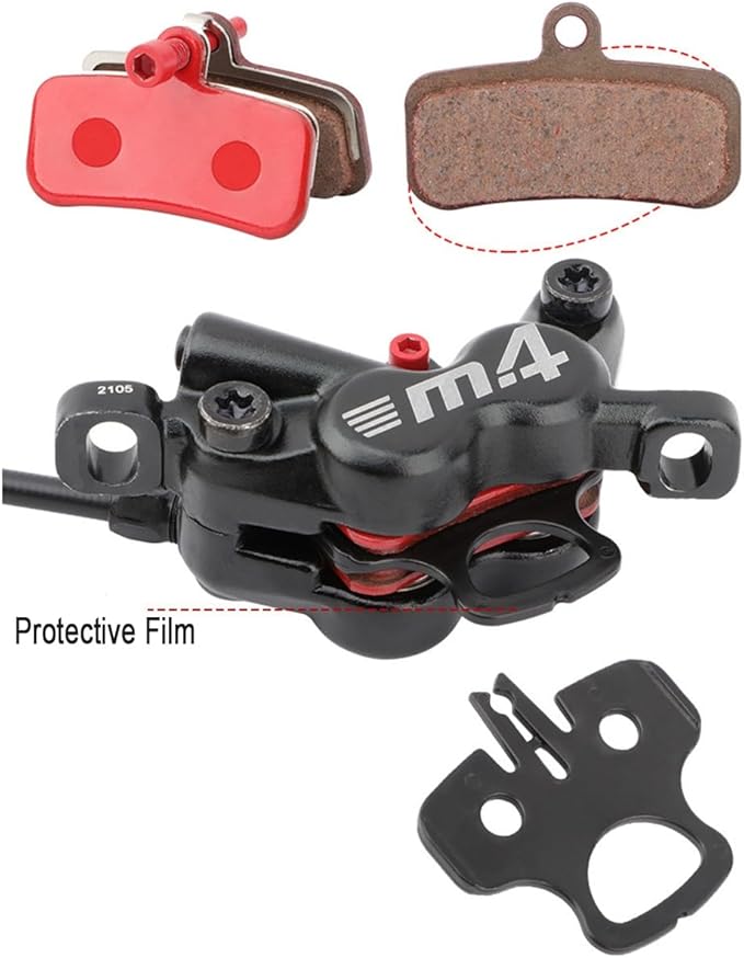 FukkeR 4-Piston Mountain Bikes Brakes Kit Right Rear 1400mm Mountain Bikes Aluminum Hydraulic Disc Brake Fit 160mm Rotor with Calipers PM/is Adapter for BMX XC Trail
