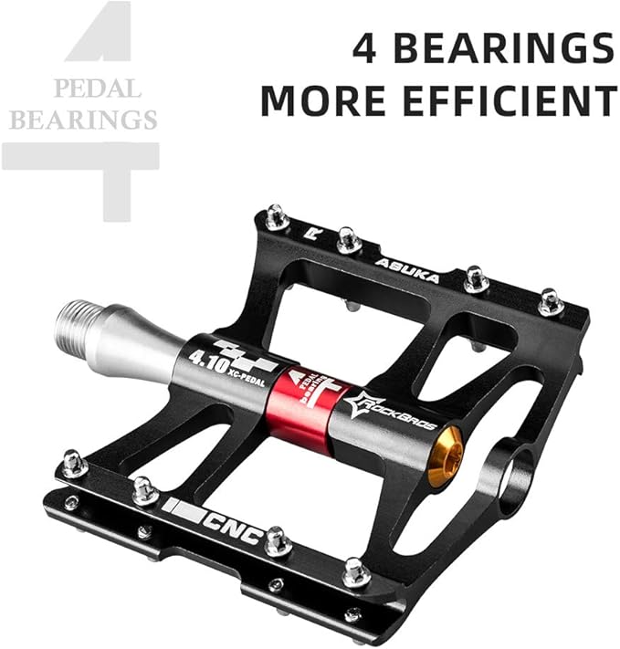 ROCKBROS 4 Bearings Mountain Bike Pedals MTB Padals Platform Flat Bike Pedals Aluminum Alloy 9/16"