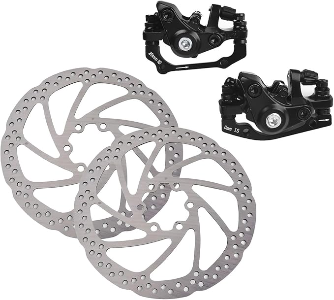 Bike Disc Brake Kit, Mechanical Disc Brakes Aluminum Alloy Caliper Mechanical Disc Brake Caliper Set Front And Rear For Electric Bike Mountain Bike Road Bike Folding Bike (4 pcs set)
