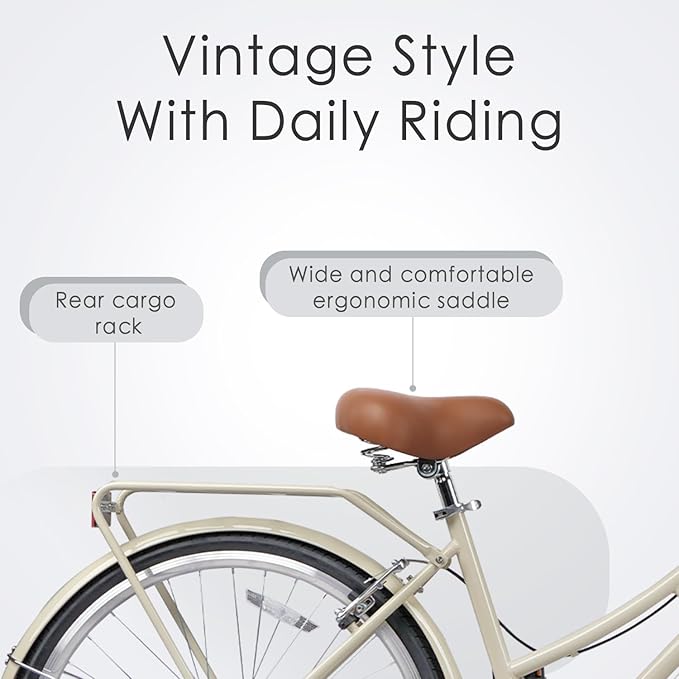 AVASTA Vela Hybrid Bike for Adult Women Female Lightweight Step Through 26 Inch High Tensile Steel Frame City Commuter Comfort Lady Bicycle, 6-Speed, Multiple Colors