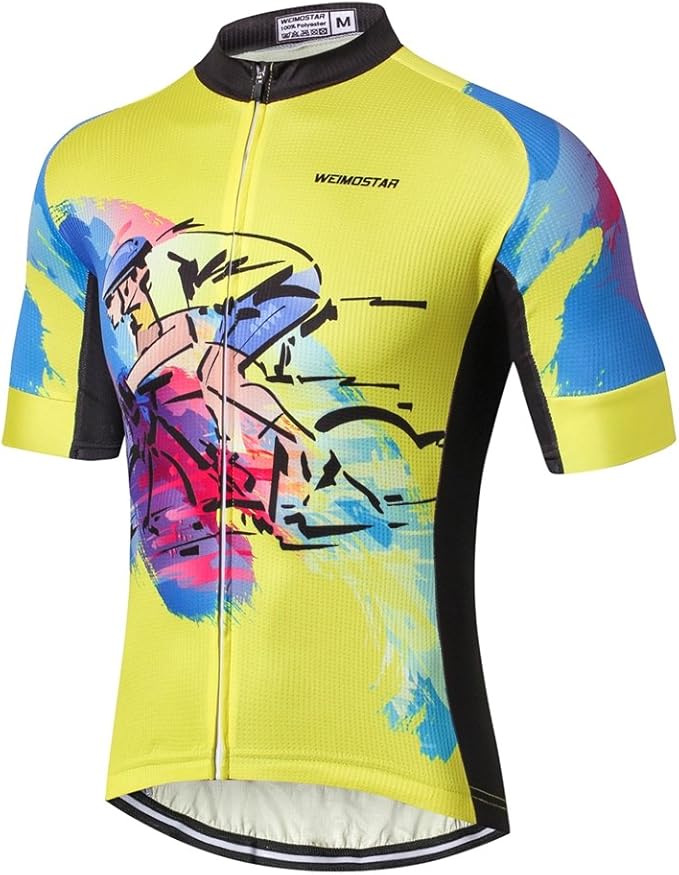 Weimostar Men's Cycling Jersey Men Mountain Bike Jerseys Short Sleeve Tops S-5XL