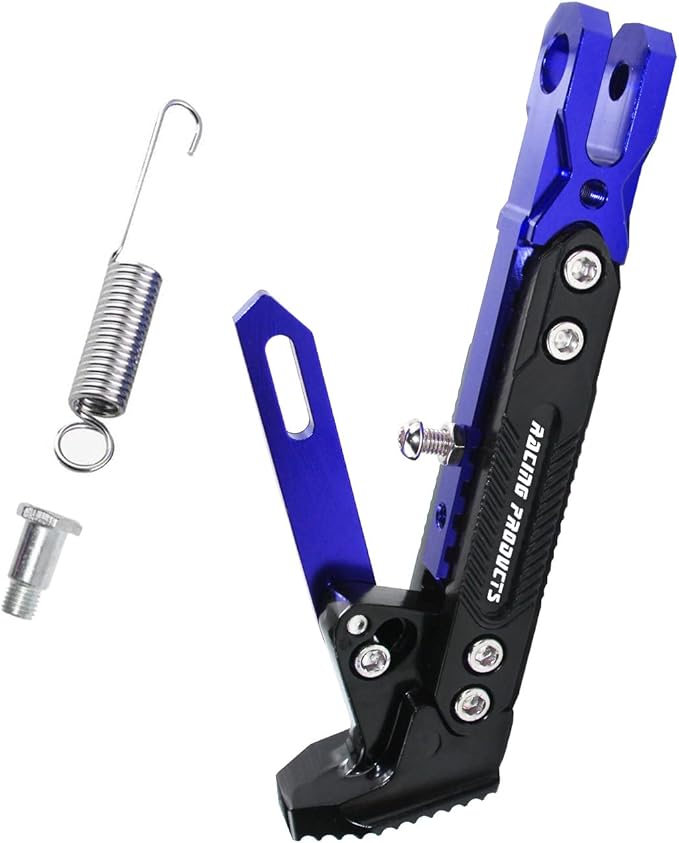 Motorcycle Universal Kickstand Adjustable Modified CNC Aluminum Alloy Adjustable Tripod Holder Kickstand Foot Side Support Stand Motor Scooter Motorbike Motocross Electric Dit Pit Bike （Red) (Blue)