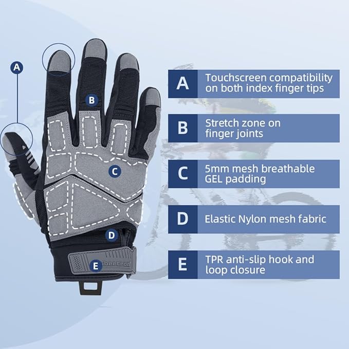 Seibertron SPS Series Touchscreen Motorcycle Motocross BMX ATV MTB Bicycle Cycling Full or Half Finger Gloves Adult and Youth