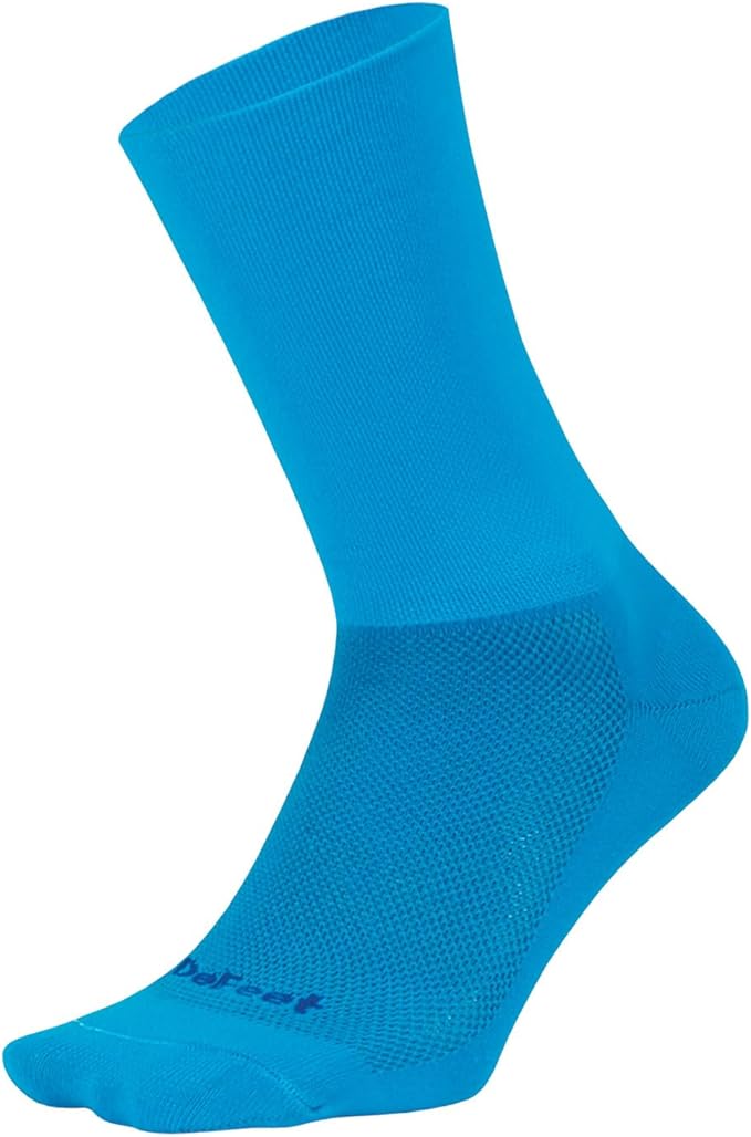 DEFEET | Aireator 6" - D-Logo Double Cuff Cycling Socks | For Biking, Running, & Everyday Adventures | Process Blue | Medium