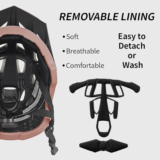 Bike Helmet for Adults, Lightweight Mountain Bicycle Helmet with USB Rechargeable LED Rear Light, Removable Sun Visor for Women, Men, Suitable for Cycling and Commuting