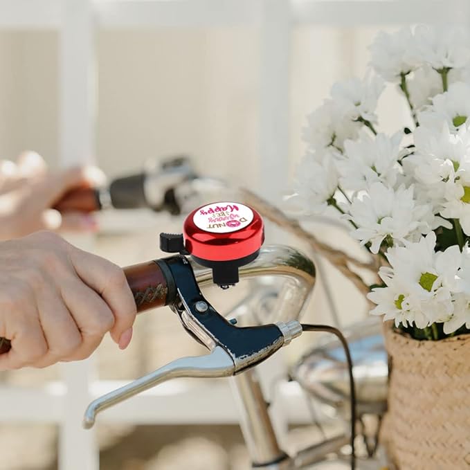 WIRESTER Red Aluminum Round Bike Bell, Classic Ring Bicycle Bell, Bike Accessories Bell Ring for Adults Kids Girls Boys