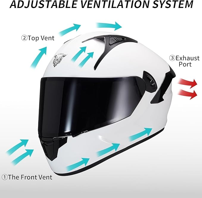 VCOROS Full Face Dual Visor Motorcycle Helmet for Adults Motorbike Street Bike Racing Helmets X9 DOT Approved with Black Visor