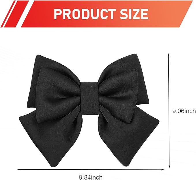 Cute Large Motorcycle Helmet Bow, Fabric Removable Helmet Bow, 7.87" x 10.24" Fashionable Accessory for Women, Universal Fit for Motorcycle, Ski & Bike Helmets (Black)