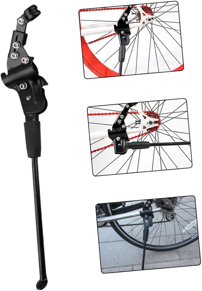 Mountain Bike Kickstand Adjustable Single-Sided Support Stand for Parking Rack Aluminum Alloy Easy Installation Compatible Black