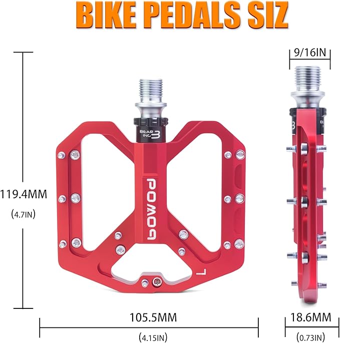 Bike Pedals 9/16" Lightweight Non-Slip Bicycle Platform Pedals - Fits Most Adult Bikes & Mountain Bikes &MTB, Road Bikes and Slip-Resistant Design