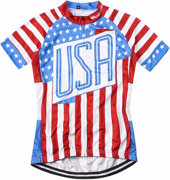Weimostar Men's USA Cycling Jersey Short Sleeve Biking Shirts Breathable with Pockets