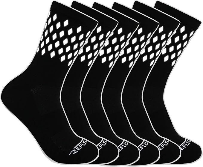 ReflecToes Reflective Socks for cycling and running - 330 Candle Power High Visibility Night Safety Gear - Biomotion Support