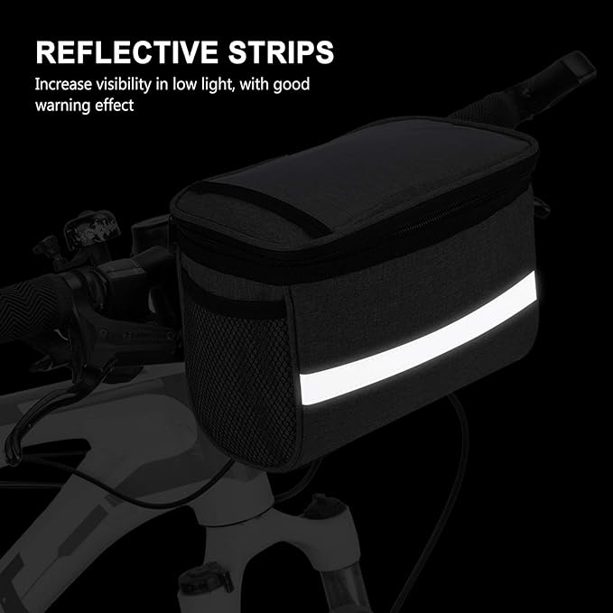 Lixada Bicycle Basket Bike Front Basket Bicycle Insulated Front Bag MTB Bike Handlebar Bag Basket Pannier Cooler Bag with Reflective Strip