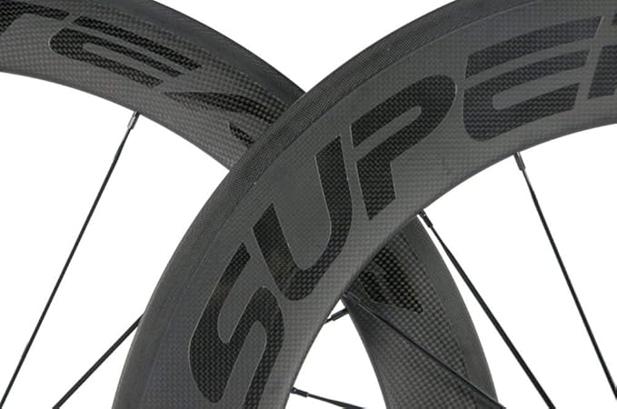 Superteam 700c Carbon Bicycle Wheel Front 60mm Rear 88mm Clincher Wheelset with Transparent Decal
