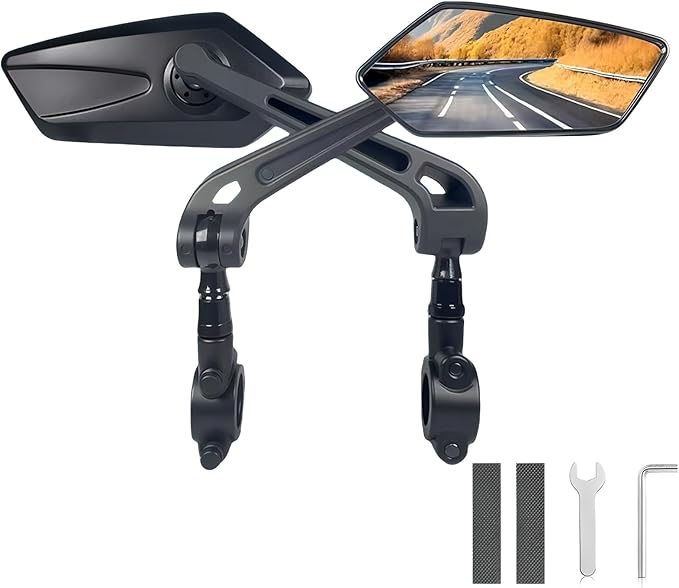 Bike Mirrors,2 Pack-Ebike Mirror,360° Adjustable and Rotatable Handlebar Mirrors,Scratch Resistant Glass Lens, Mountai Bikes,Scooter, E-bikes,Road Bikes,Bicycle Universal Fit Accessories