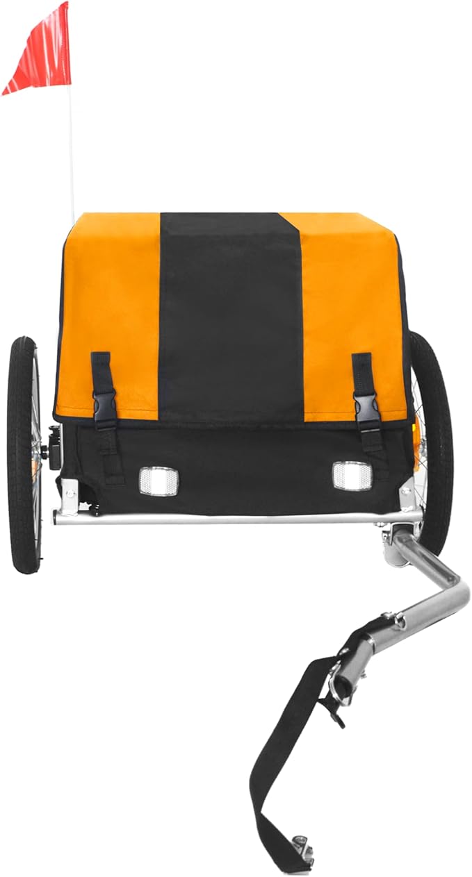 Heavy-Duty Bike Cargo Trailer with Removable Waterproof Cover – 88 lbs Capacity, 16" All-Terrain Wheels & Foldable Design for Camping, Groceries, Hauling Essentials, Yellow+Black