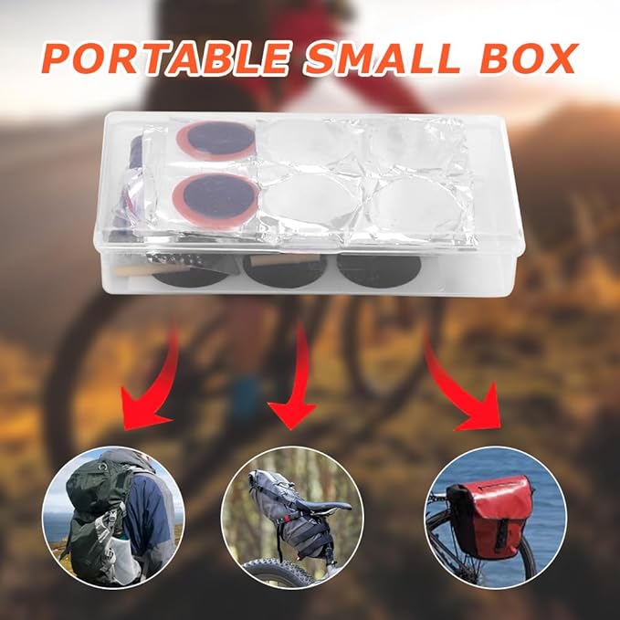 Bike Tire Repair Kit, 44pcs Bycicle Inner Tube Puncture Patch Kits with 38pcs Patches and Metal Rasp for Mountain BMX MTB Ebike Scooter