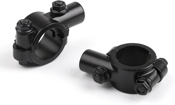 MAH HORNETS Handlebar Rearview Mirror Mount 1.0 inch Holder Clamp Aluminum (25mm Diameter) Motorcycle Bike Handle Bar 10mm Mirror Thread Mount Holder Clamp Adaptor Black (2Pcs)