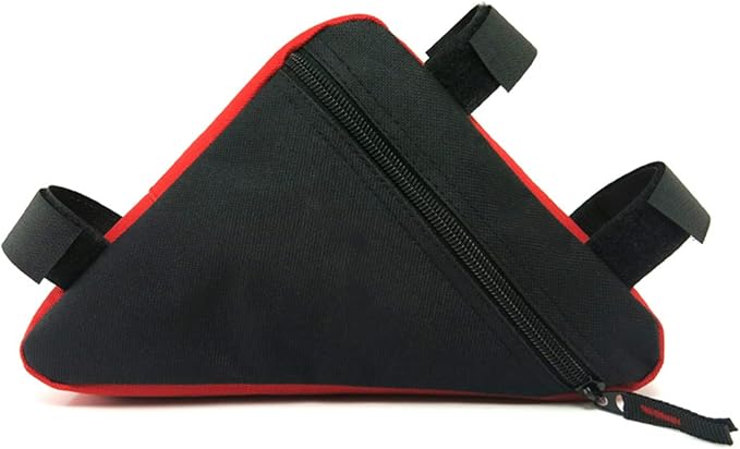 QWEQWE Bike Triangle Frame Bag - Bike Bicycle Storage Top Tube Bag Pack Triangle Pouch Road Mountain Cycling Strap Saddle Bag for Road Bikes Mountain Commute Bikes, Black/Red