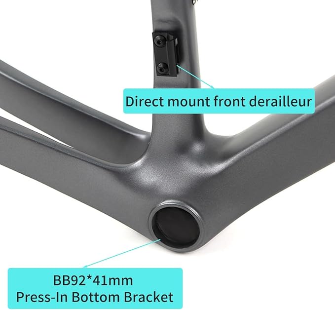 700C Carbon Fiber Gravel Bike Frameset 45/48/51/54CM Road Off-Road Bike Disc Brake Frames Thru Axle Front12×100mm Rear12×142mm Internal Routing(Dark Gray,54CM)