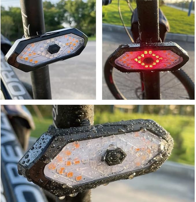Bike Tail Light with Turn Signals USB Rechargeable Wireless Remote Control IPX4 Waterproof Ultra Bright LED Safety Warning Bike Taillight for Night Riding
