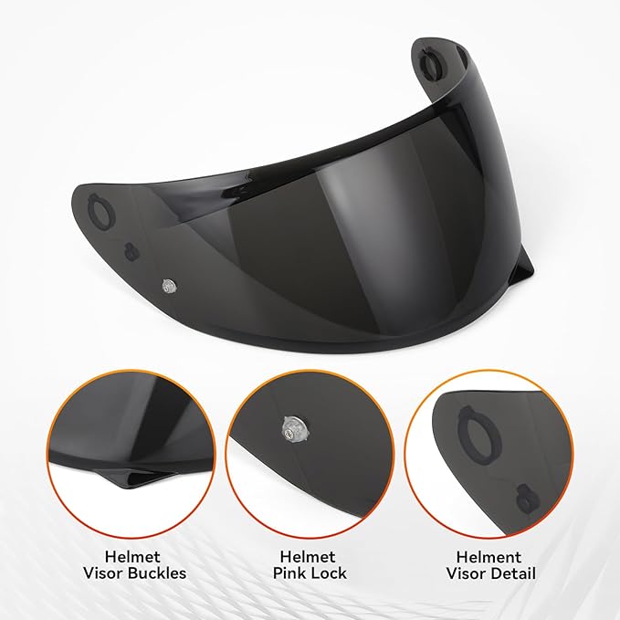 LKV HJ-34P Helment Visor Replacement - HJC C10 Motocycle Helmet Visor UV Protection Face Shield Compatible With HJ34P HJC C10 (Black)