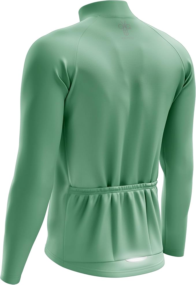 Men's Cycling Jersey Moisture Wicking Long Sleeve Full Zip Bike Road Riding Biking Shirts+ Cycling Glasses
