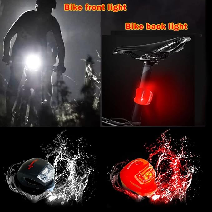 Bicycle Light Front and Rear Back Bike Tail Lights Silicone LED Bike Light Set - Bike Headlight and Taillight,Waterproof & Safety Road,Bicycle Bike Lights,Batteries Included,4 Pack led Safety Light
