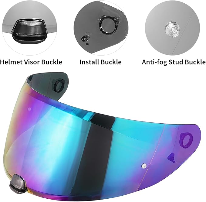 VCOROS I70 Helmet Visor Replacement Face Shield Accessories Compatible With HJ-31 I10 (Rainbow)