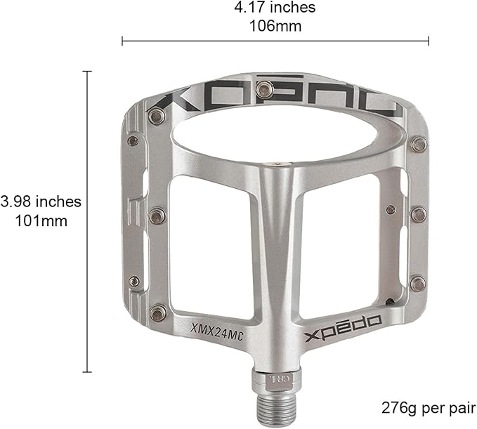 Xpedo Spry Flat Bicycling Pedals | Magnesium Body, 11mm Low-Profile, 106x100mm Platform, 28 Steel Replaceable Pins | MTB Trail/Enduro