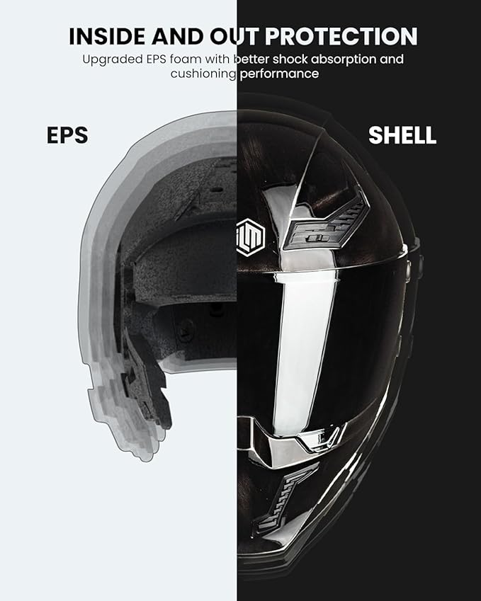 ILM Motorcycle Helmets for Adult Men Women Full Face DOT ECE Powersports Dual Visor Street Racing Helmet with Pinlock Cascos para Motos Model MF509 (War Damaged Gray, S)